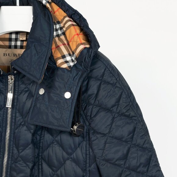 Burberry Baughton Navy Belted Hooded Quilted Coat - Picture 5 of 16